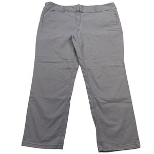 Ann Taylor Loft Marisa Pants Womens 14 Grey Straight Leg Cotton Stretch Workwear